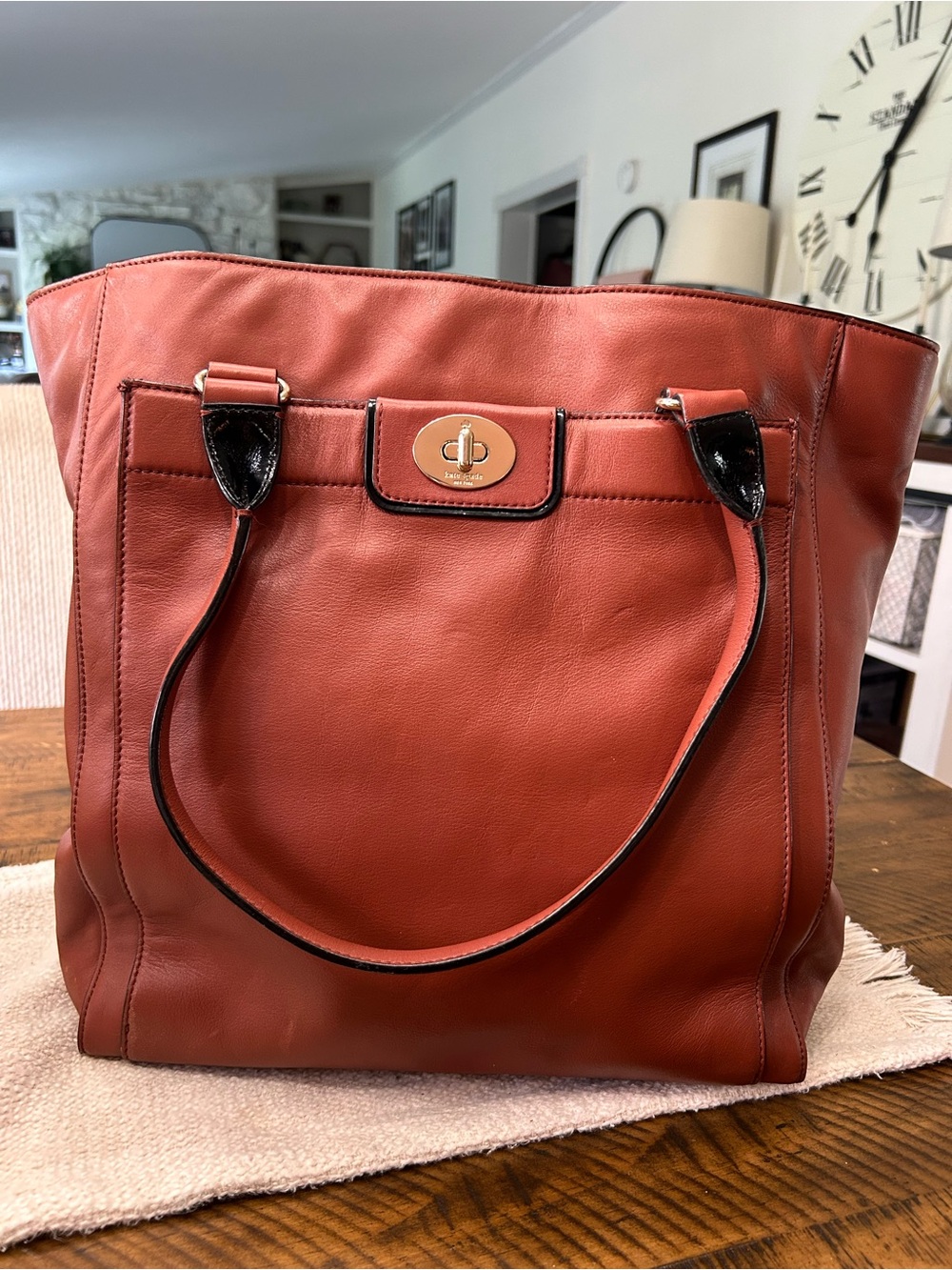 Kate Spade Leather Tote Bag in Rust